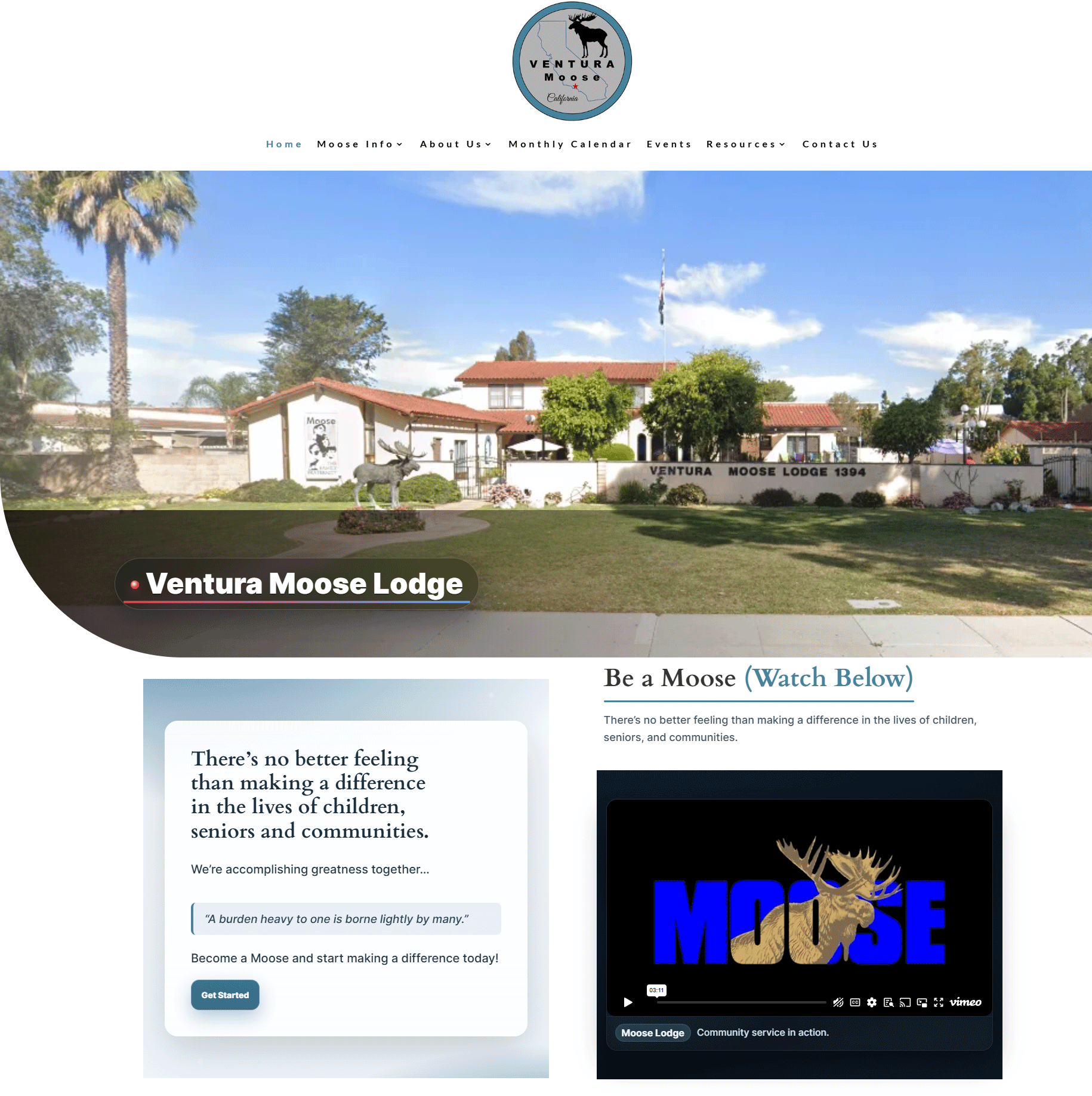 Animated preview of Ventura Moose Lodge website