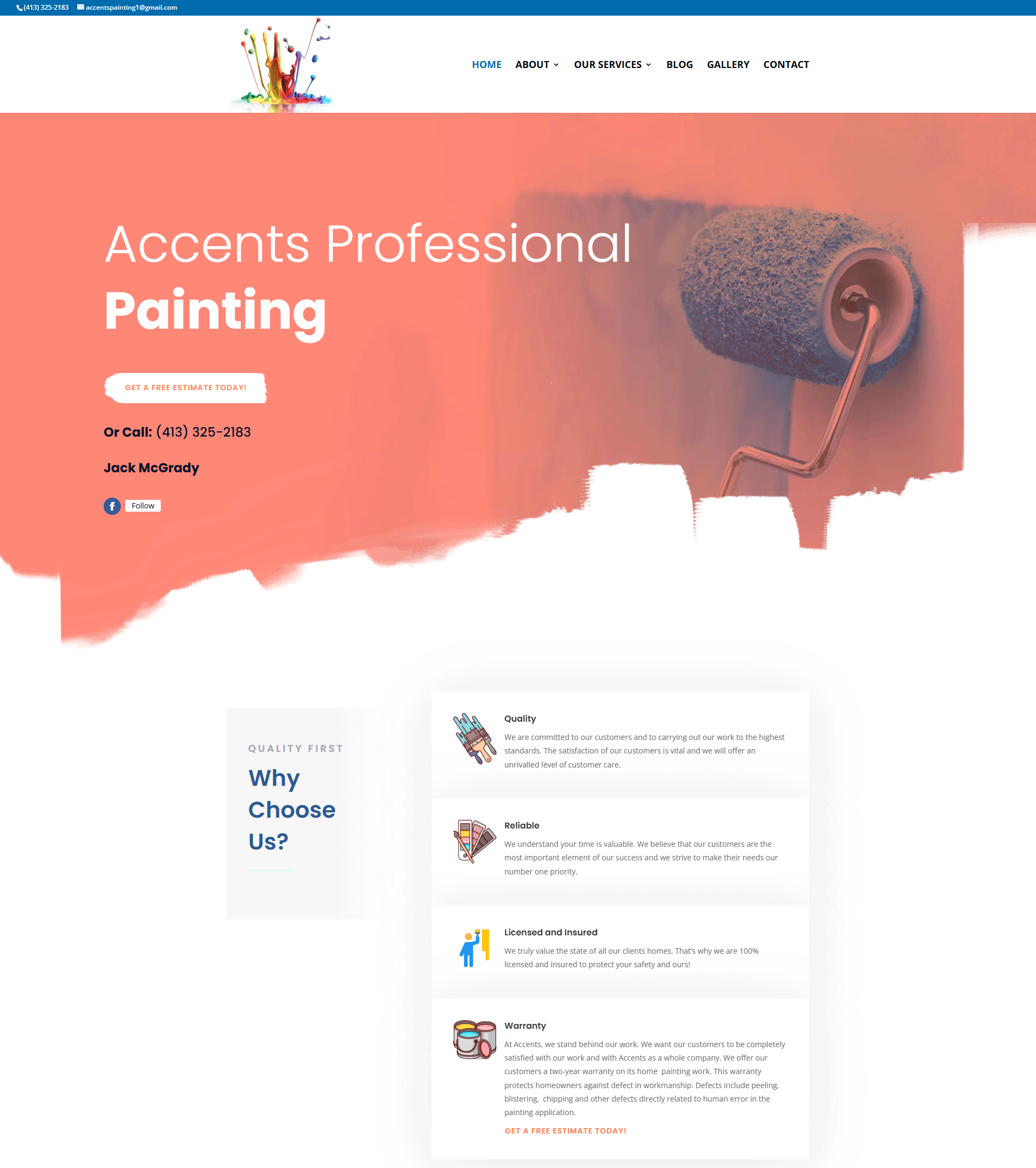 Animated preview of Accents Professional Painting website