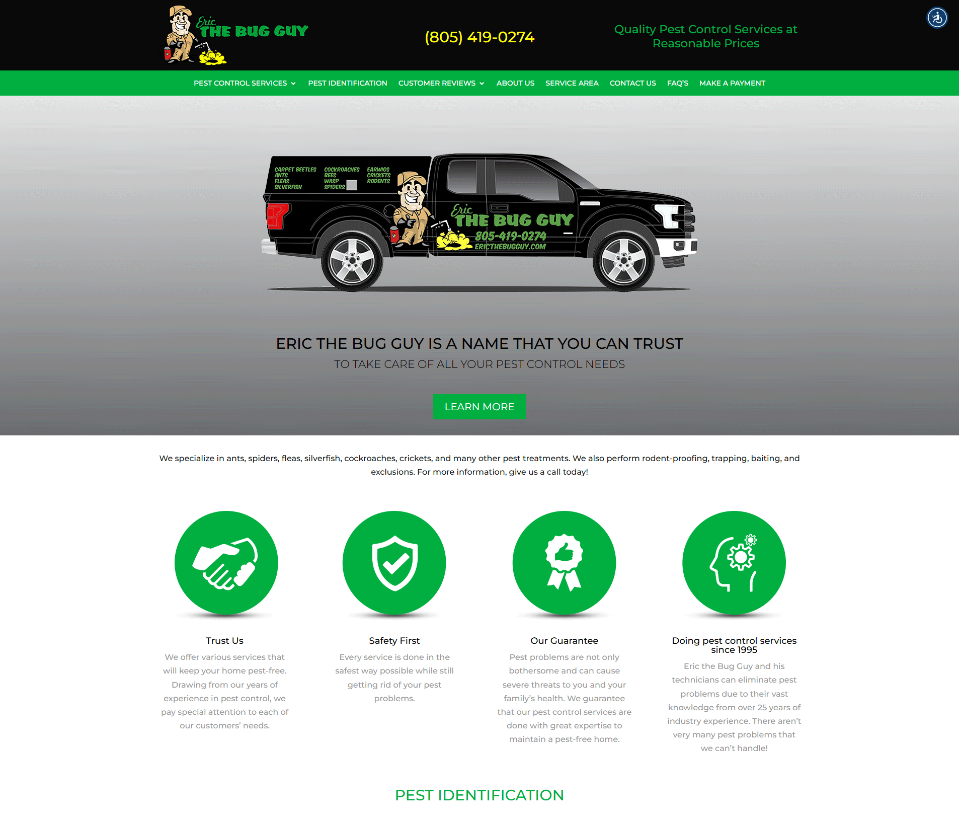 Animated preview of Eric The Bug Guy website