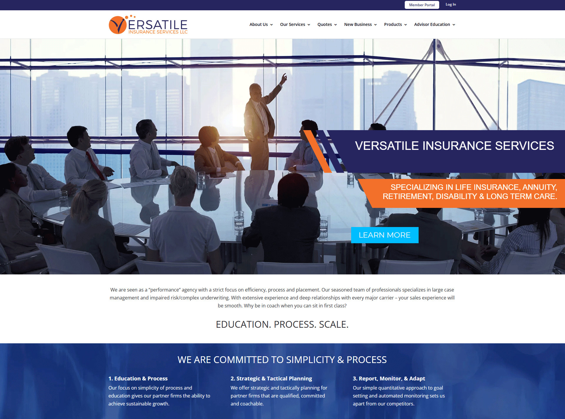 Versatile Insurance Services — website preview
