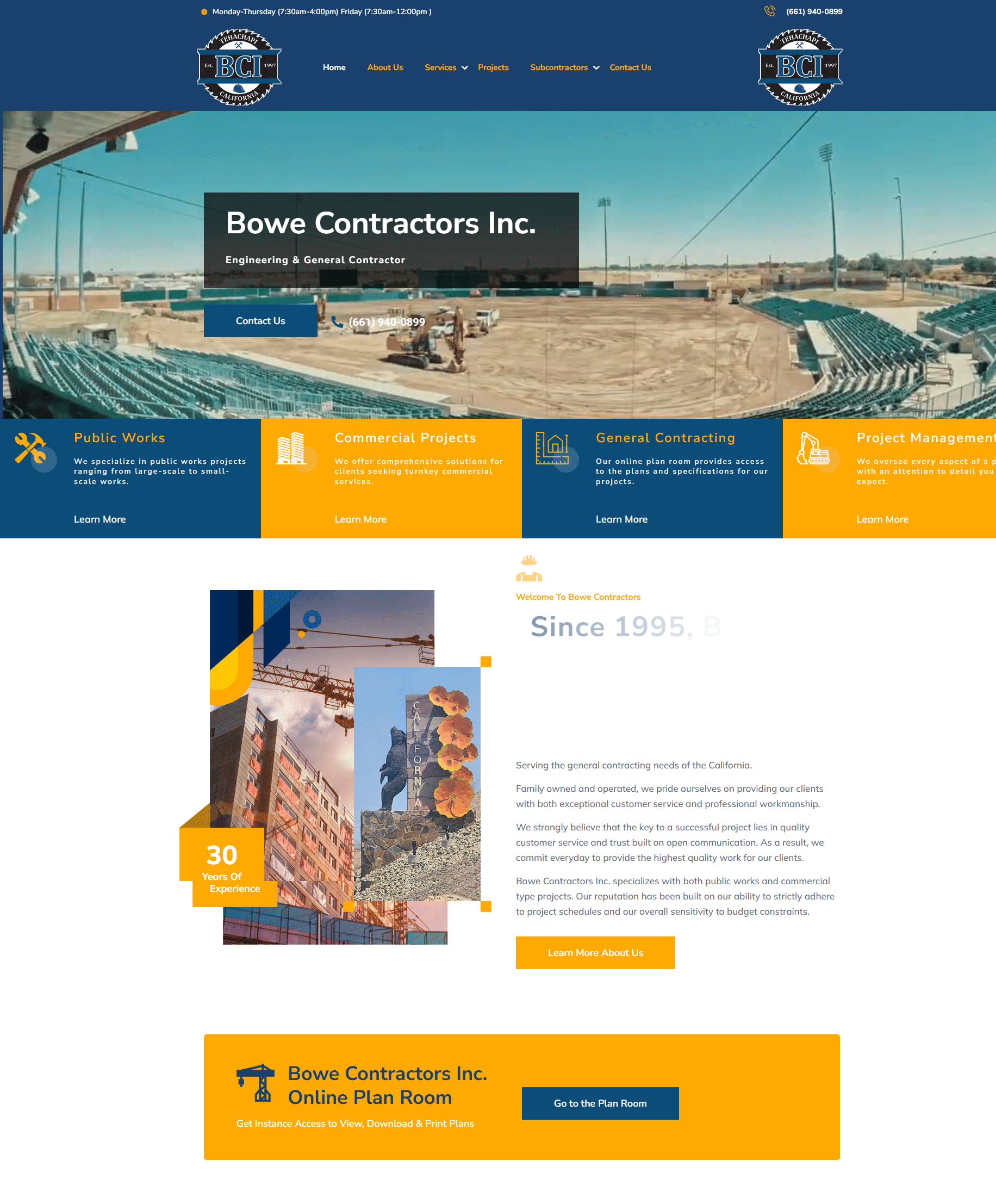 Animated preview of Bowe Contractors website